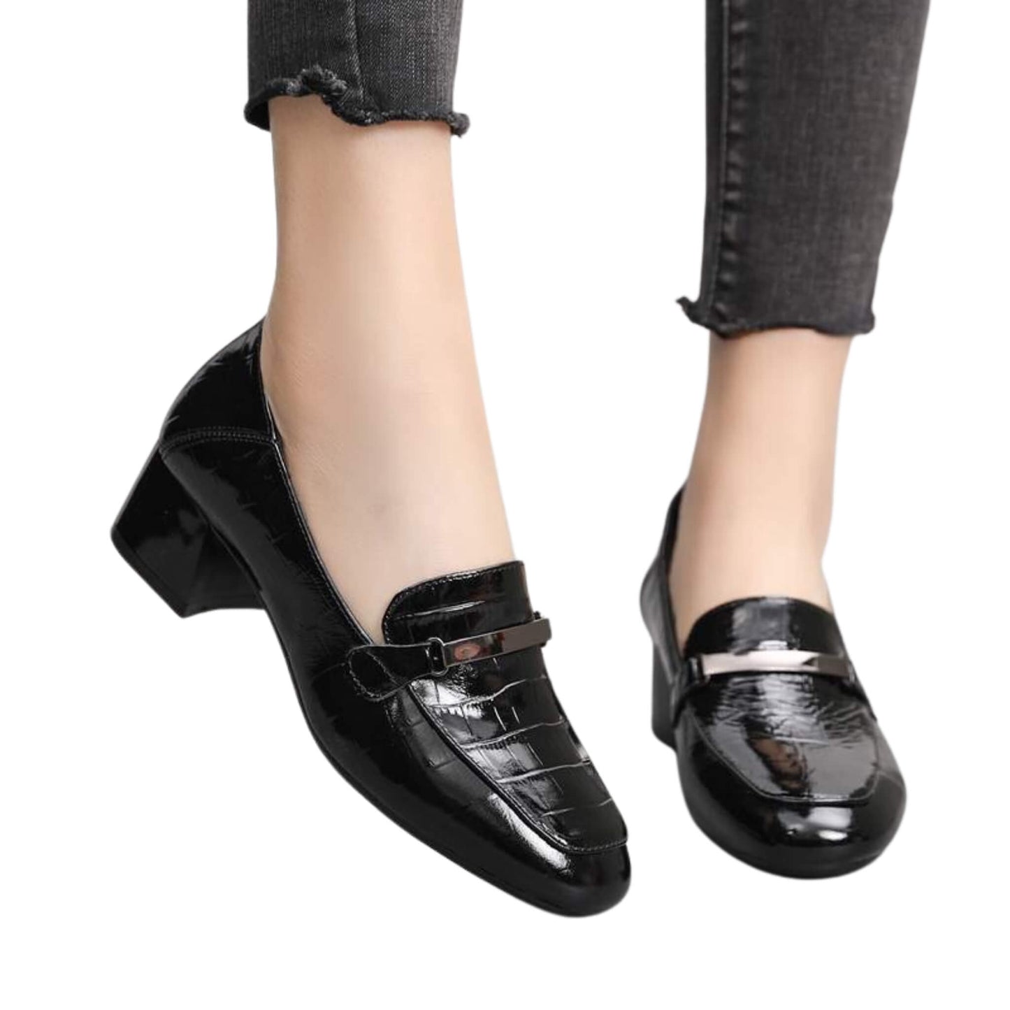 New Style Single Shoes Women Thick Heel Comfortable Korean Fashion Women's Leather Shoes Mid-heel