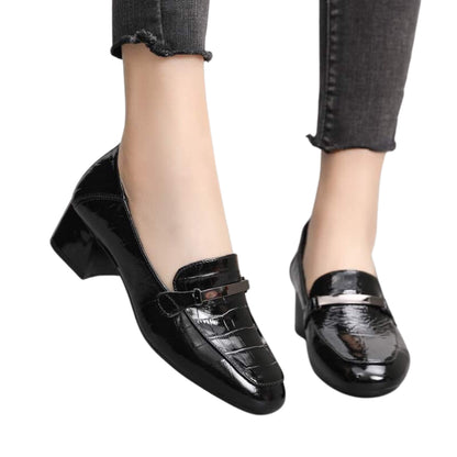 New Style Single Shoes Women Thick Heel Comfortable Korean Fashion Women's Leather Shoes Mid-heel