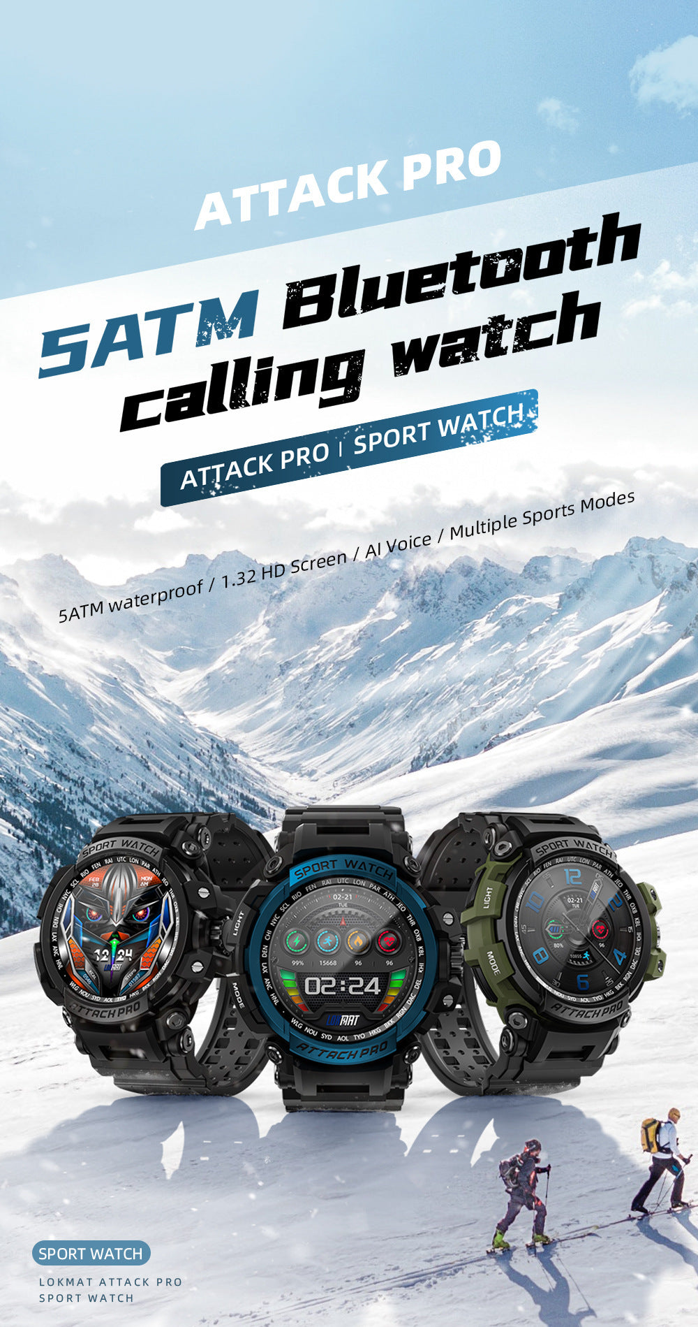 Three-proof Outdoor Sport Smart Watch Bluetooth Calling