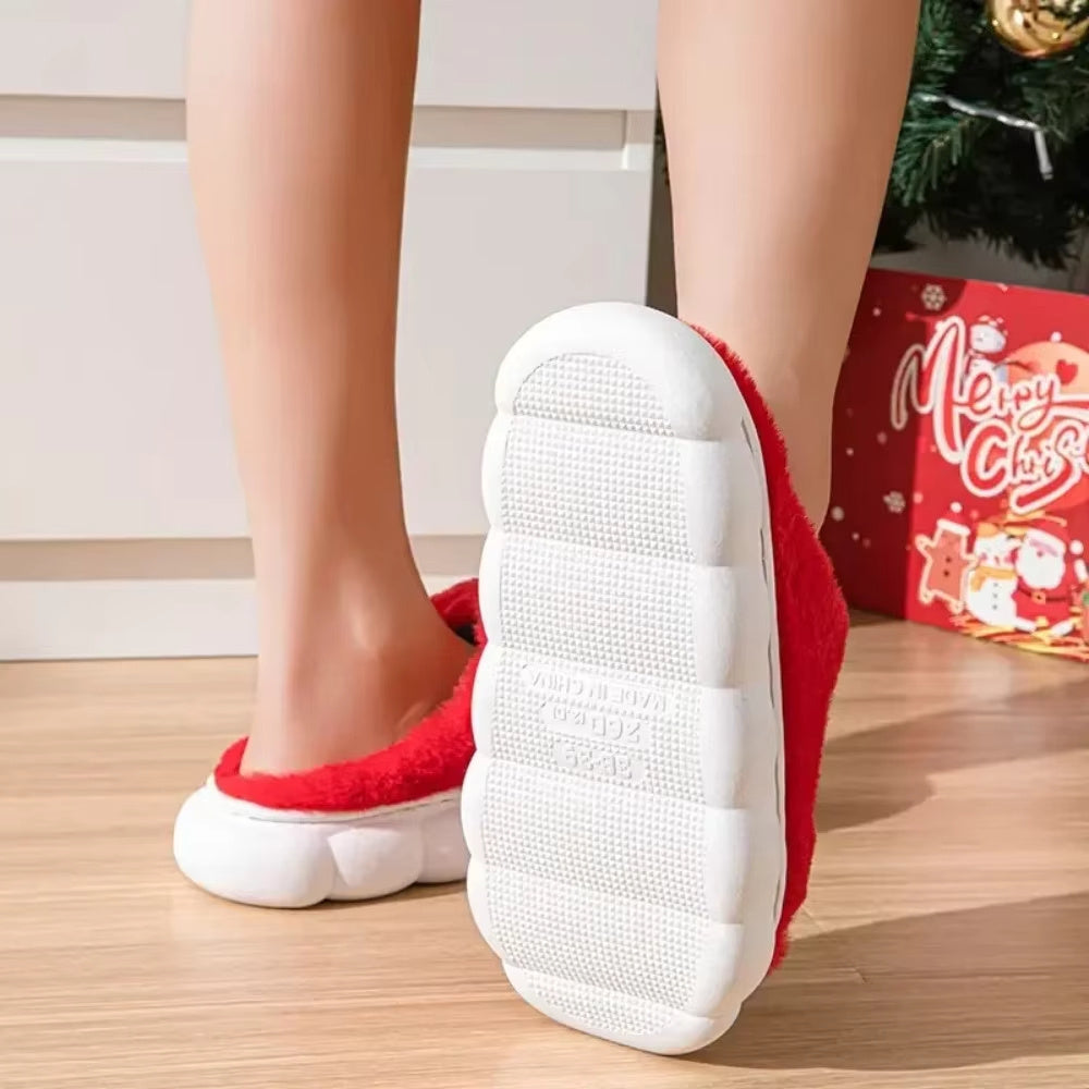 Christmas Slippers Memory Foam For Women Men Soft Plush Fuzzy Winter Holiday Slippers Cozy Plush Warm Non-Slip Holiday Slides Cute Santa Claus Footwear