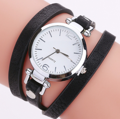 PU strap circle bracelet watch, fashionable timepiece with a sleek round dial and comfortable PU band for casual or formal wear