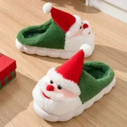 Christmas Slippers Memory Foam For Women Men Soft Plush Fuzzy Winter Holiday Slippers Cozy Plush Warm Non-Slip Holiday Slides Cute Santa Claus Footwear