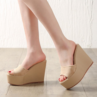 Simple And Comfortable Wedge Heel Platform Sandals And Slippers Women