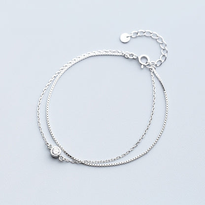 Diamond Double-Layer Silver Bracelet