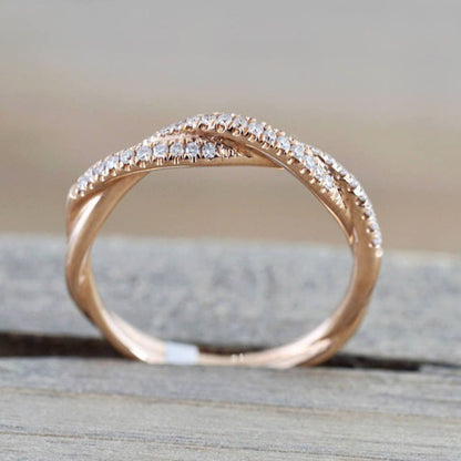 Rose gold or silver color twisted eternity band ring