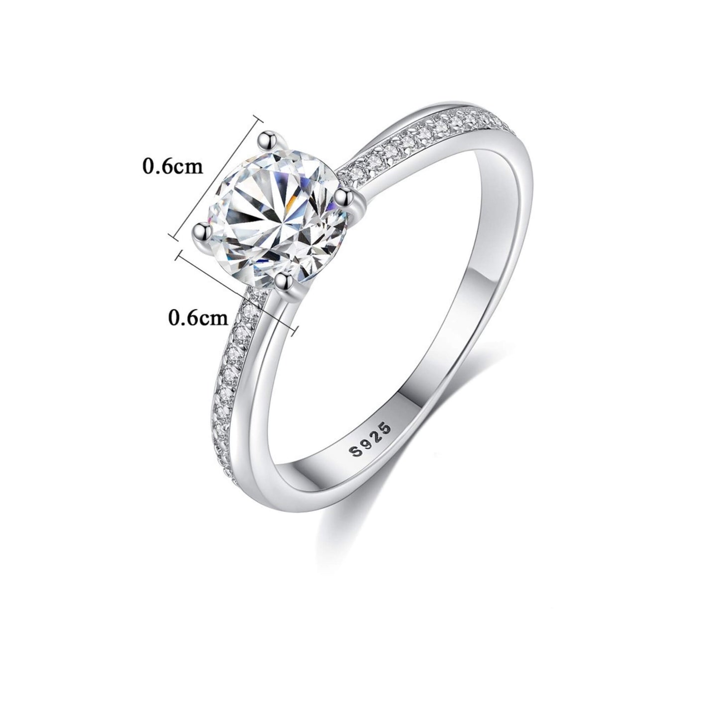 Sterling silver ring fashion ring claw set zircon