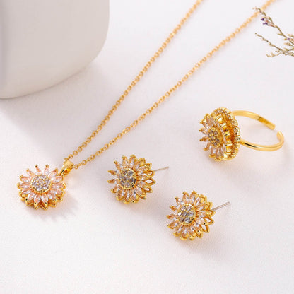 Sunflower Charm Stainless Steel Jewelry Set