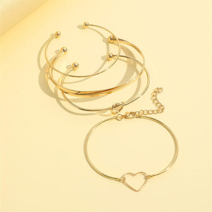 Vintage Gold Crystal Heart Love Bangle Bracelet