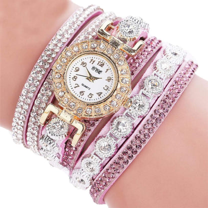 Rhinestone Leather Quartz Watch