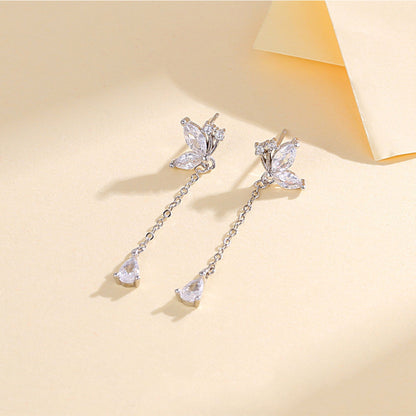 Butterfly Zircon Tassel Earrings S925