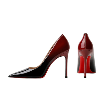 Sexy Red Bottom Stiletto Heels with a pointed toe, patent leather upper, rubber sole, and heel heights of 6CM, 8CM, and 10CM