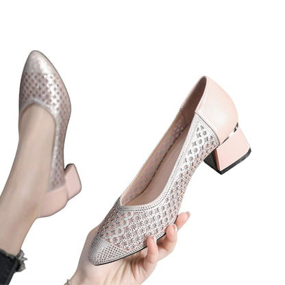 Sandals Baotou Pointed Thick High Heel Soft Sole Large Size Shoes Ladies Summer Mesh Shoes