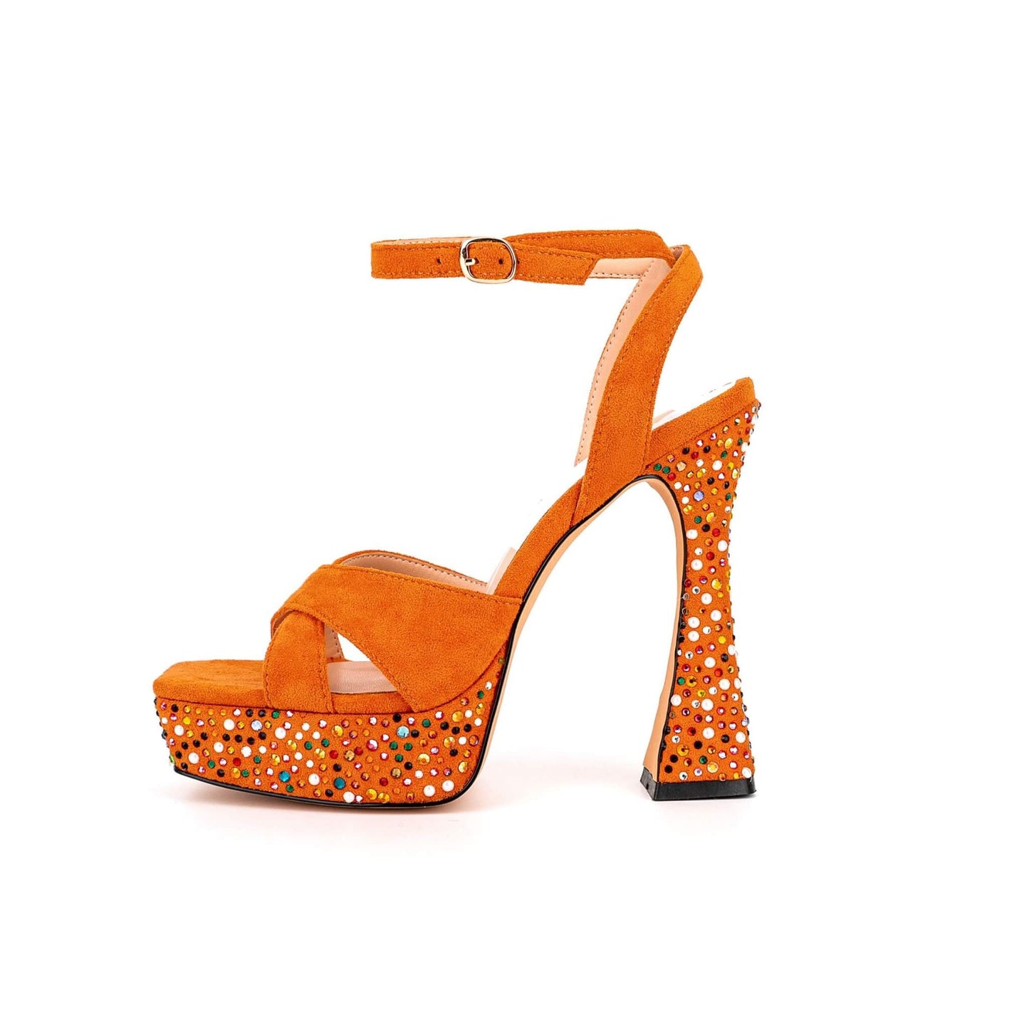 Waterproof Platform Wedding High Heels – Orange Suede, 14CM Heel