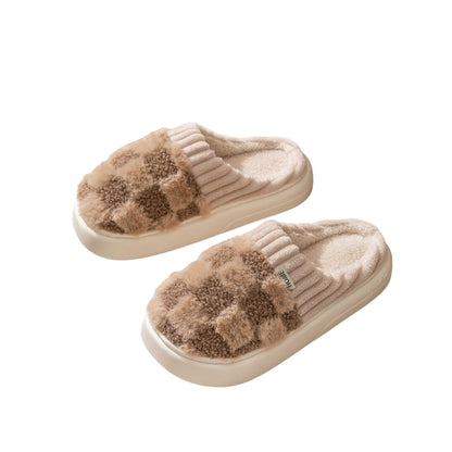 Plush Plaid Home Slippers