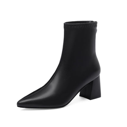 Stylish Martin Boots With Chunky Heel And Back Zipper