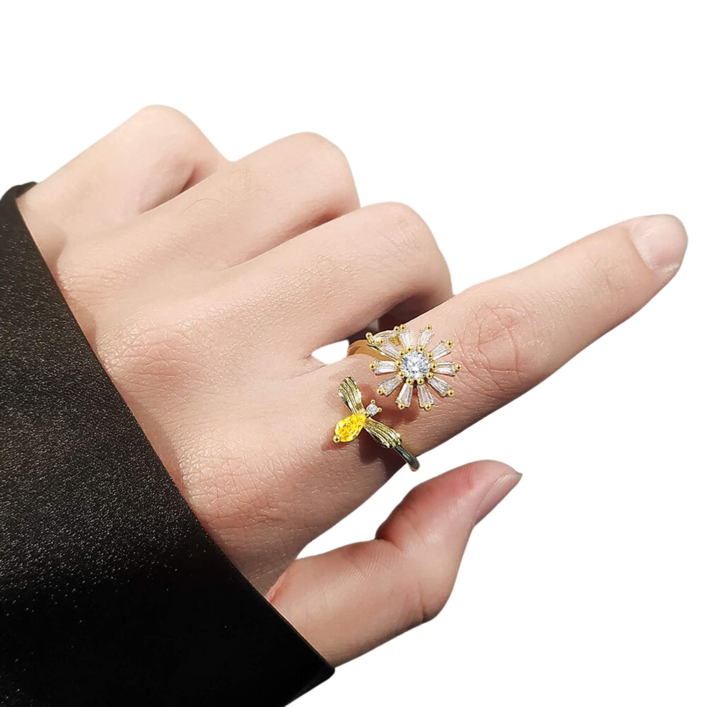 Sunflower Bee Rotatable Smart Ring