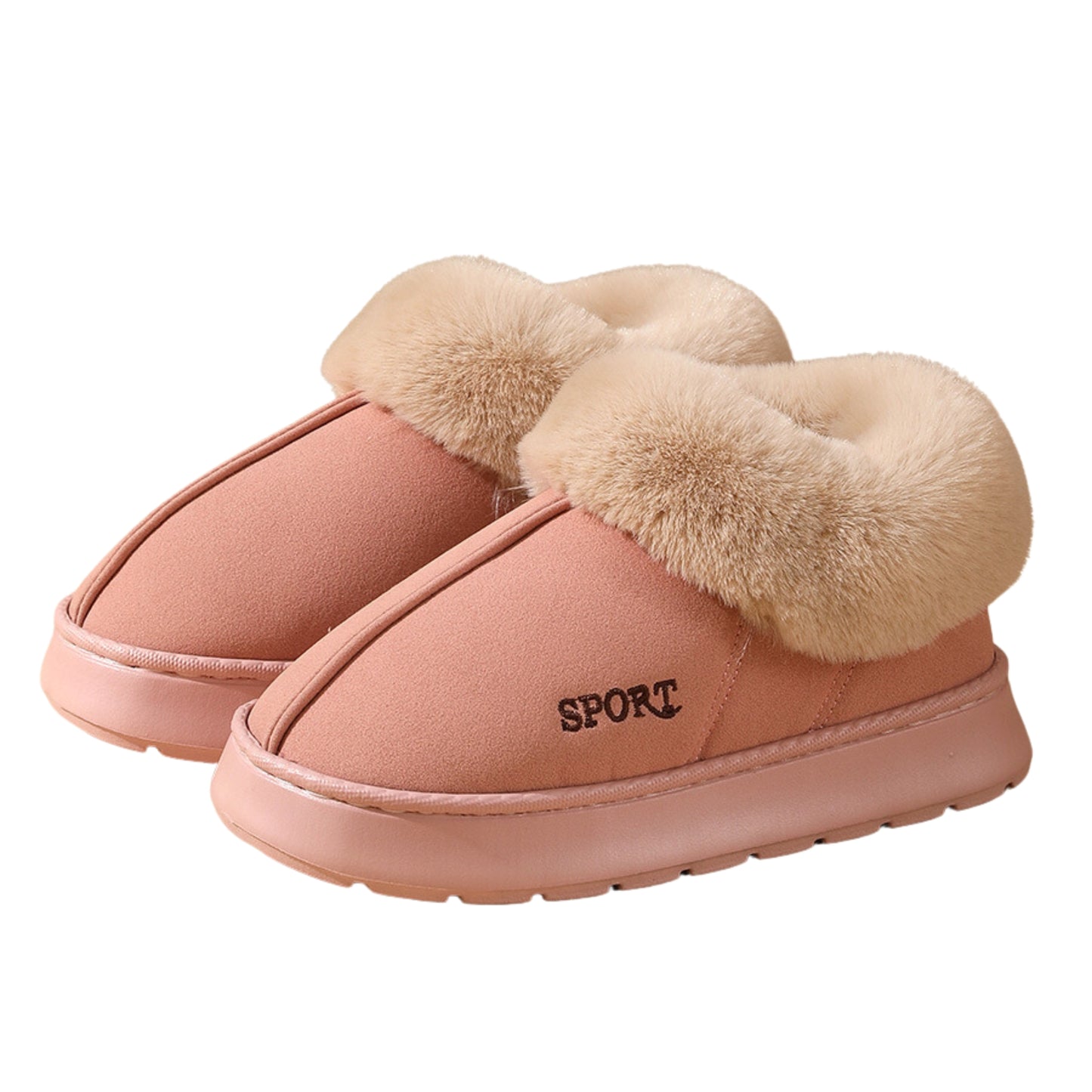 Plush Cotton Shoes for Women: Winter Warm Home Slippers & Outdoor Snow Boots