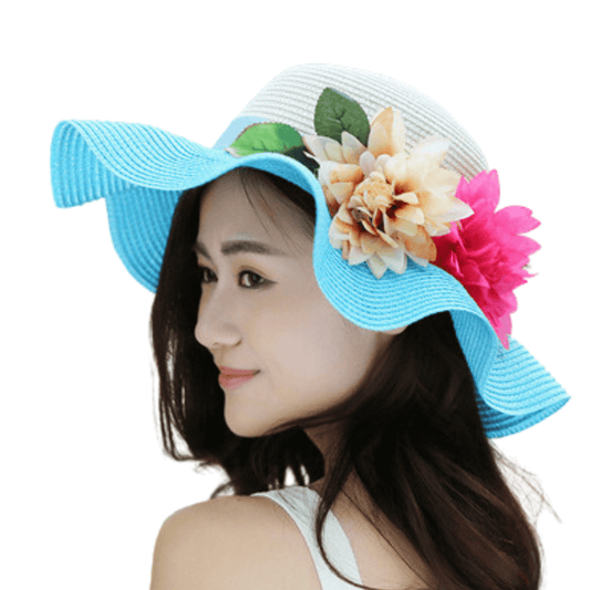 Women's Summer UV Protection Sun Protection Big Brim Sun-proof Straw Hat Summer Hat Wave Flower Sun Hat Beach Hat