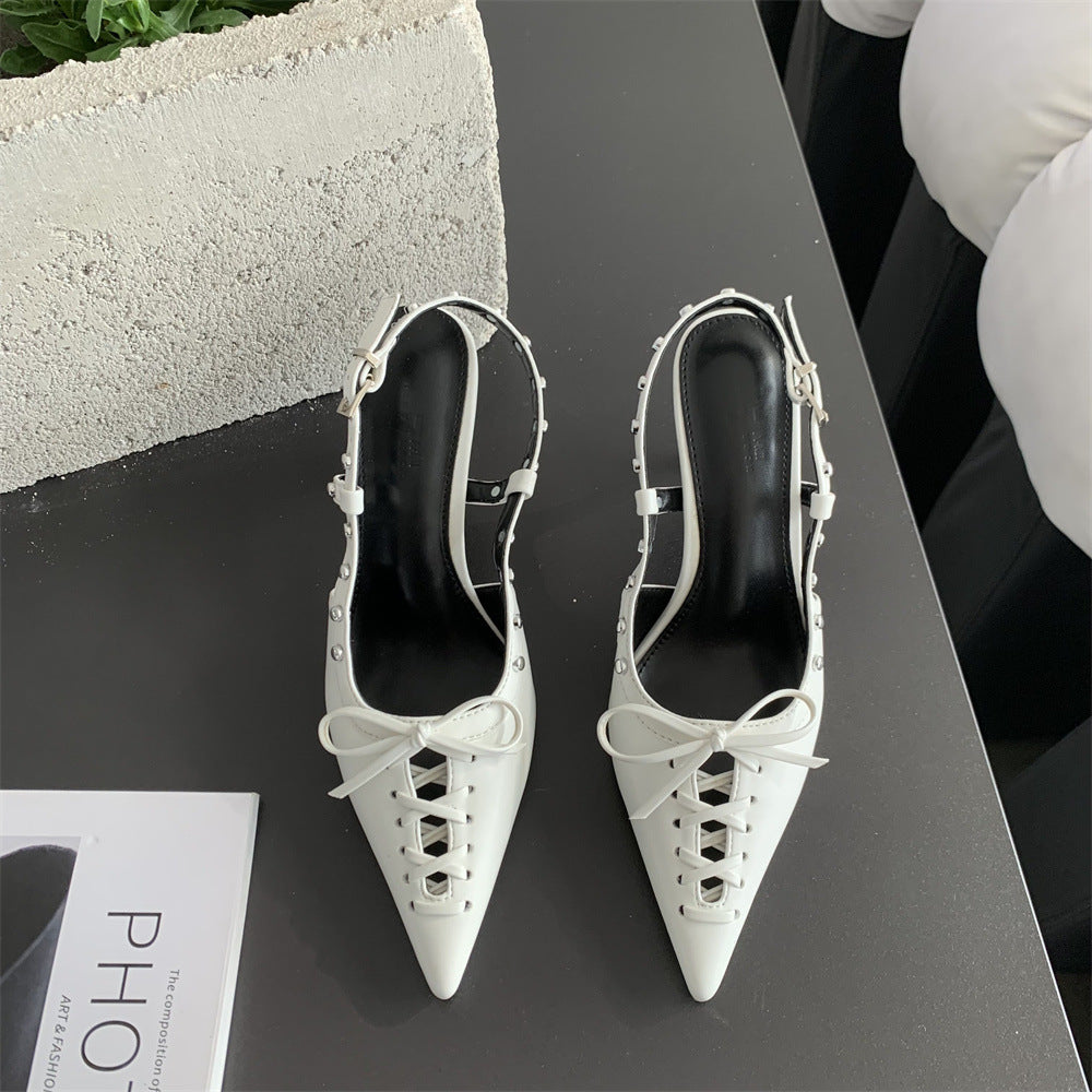 Pointed Stiletto Low-cut Fashion Front Strap Slingback Sandals