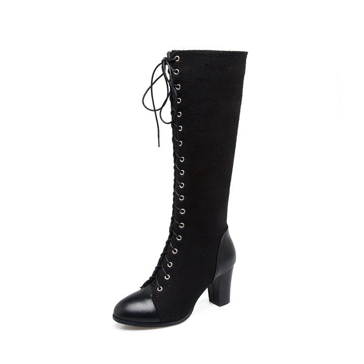 Women’s high-heel boots with a pointed toe, thick heel, PU upper, rubber sole, and lady-style design in a chic and modern look