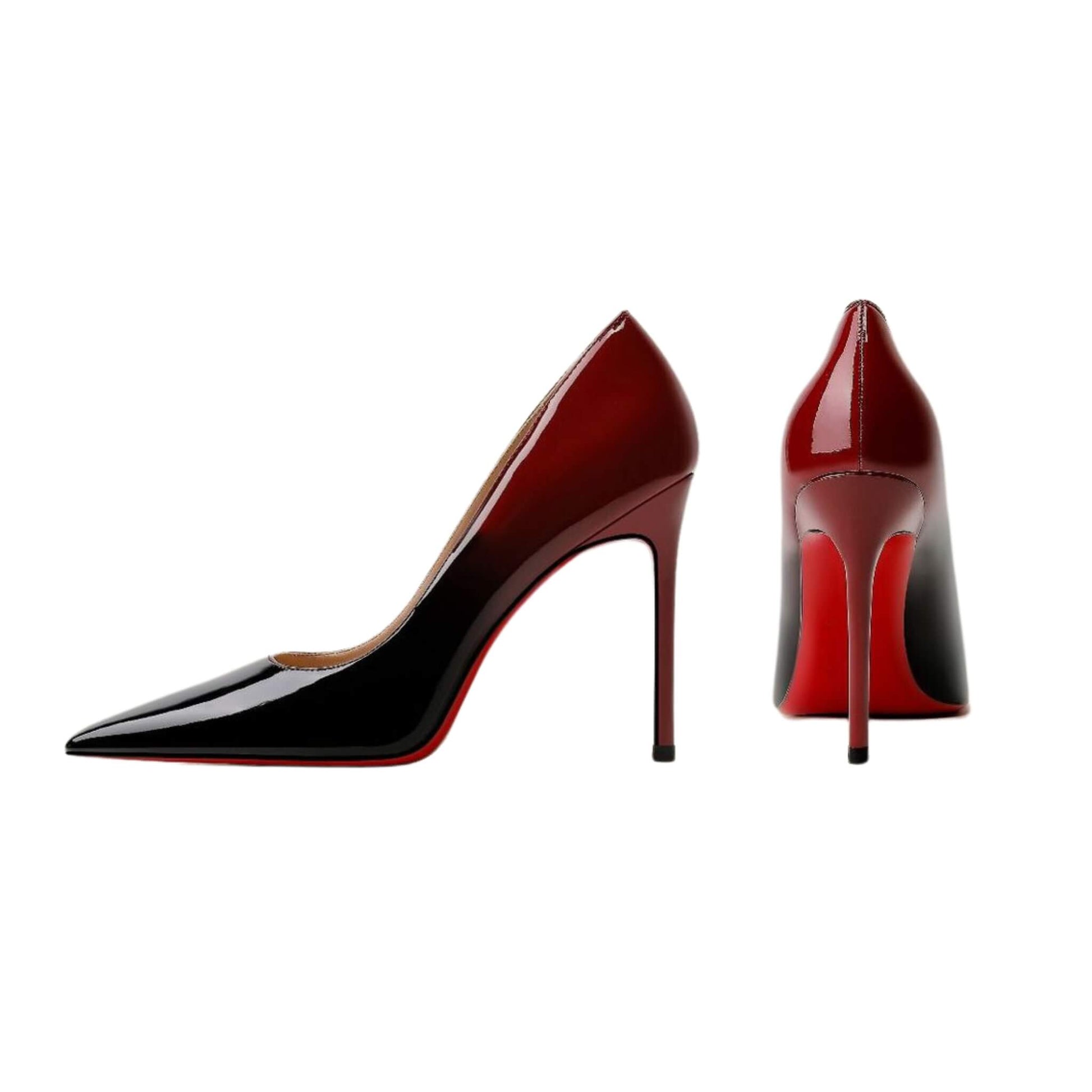 Sexy Red Bottom Stiletto Heels with a pointed toe, patent leather upper, rubber sole, and heel heights of 6CM, 8CM, and 10CM