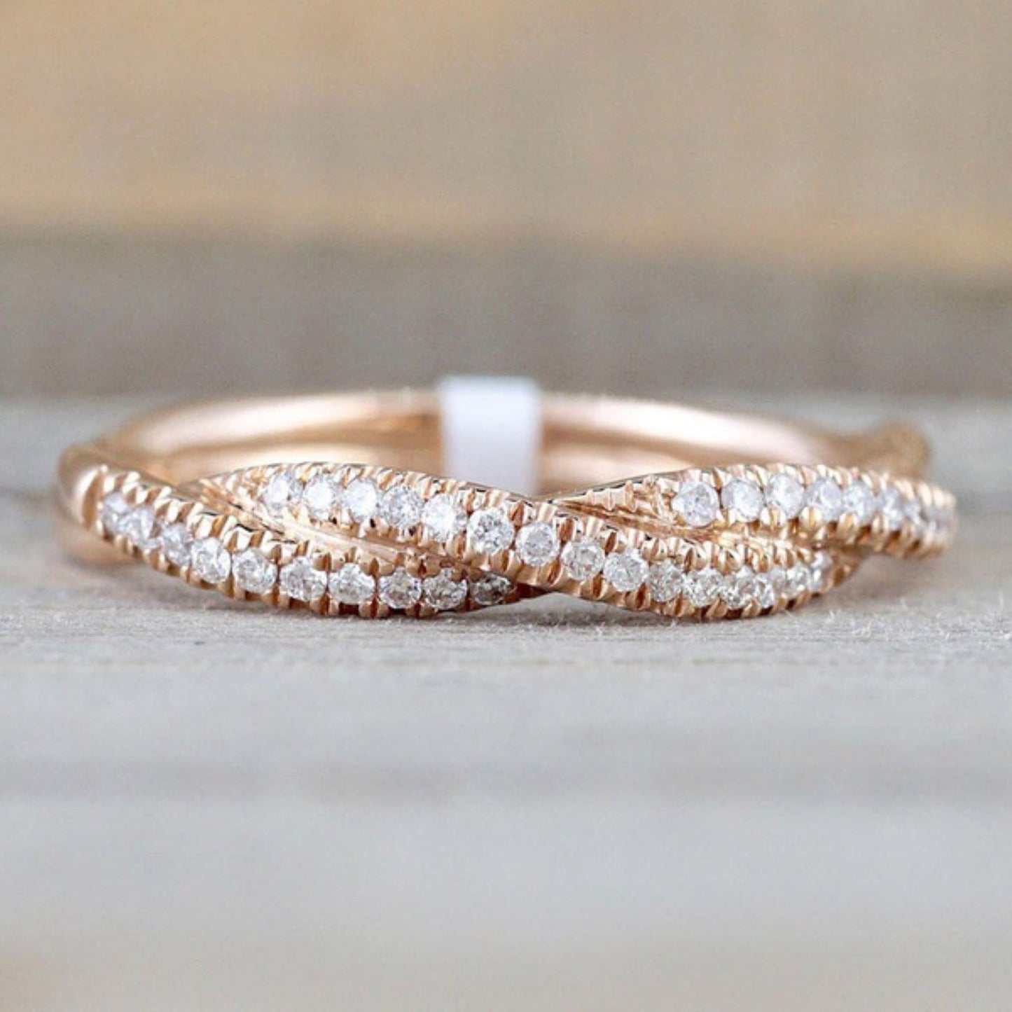 Rose gold or silver color twisted eternity band ring