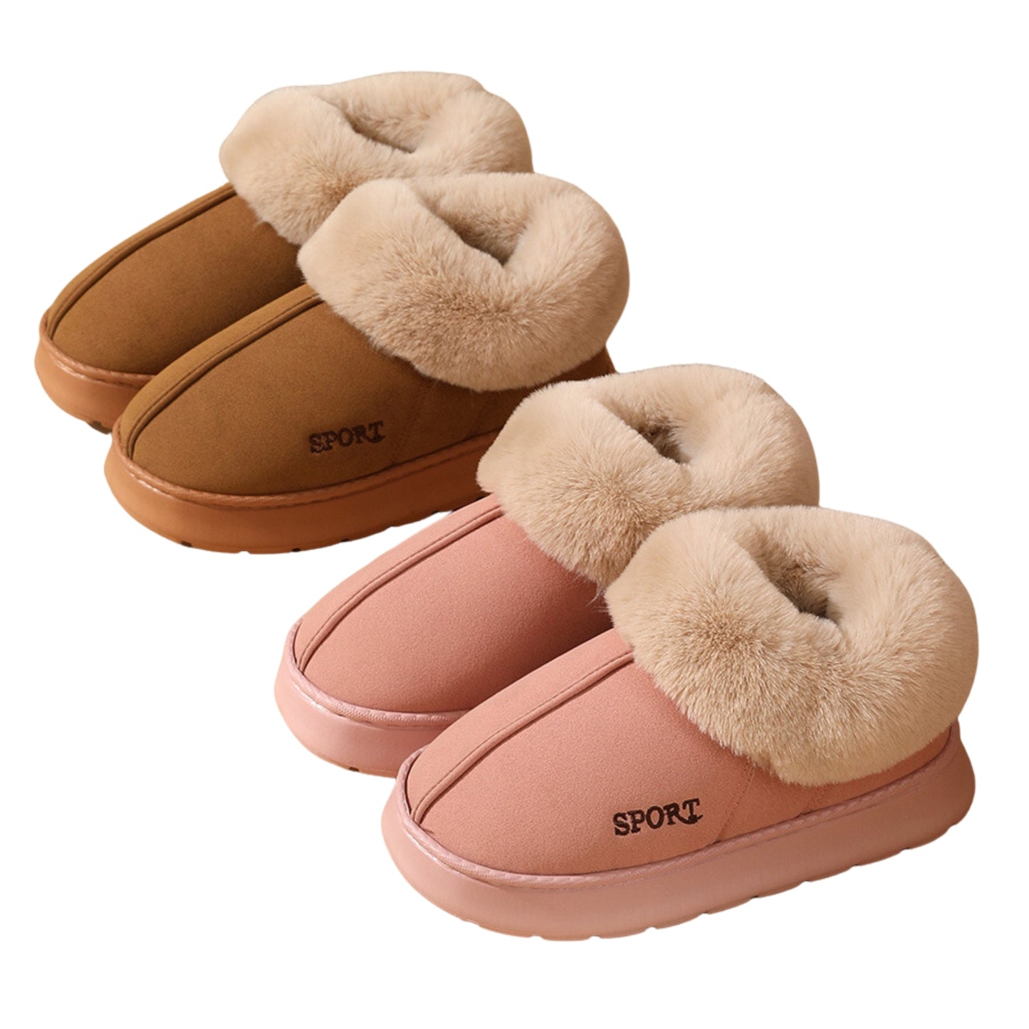 Plush Cotton Shoes for Women: Winter Warm Home Slippers & Outdoor Snow Boots