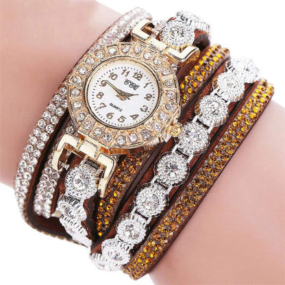 Rhinestone Leather Quartz Watch