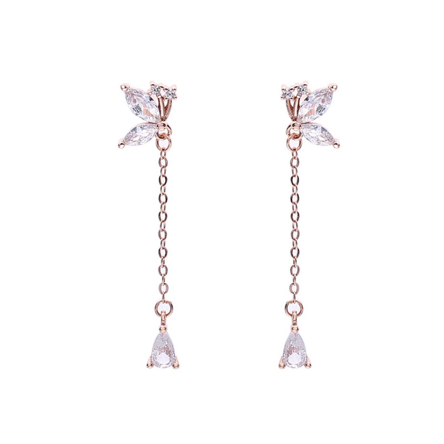 Butterfly Zircon Tassel Earrings S925