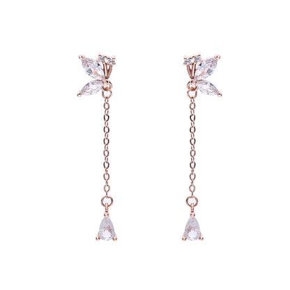 Butterfly Zircon Tassel Earrings S925