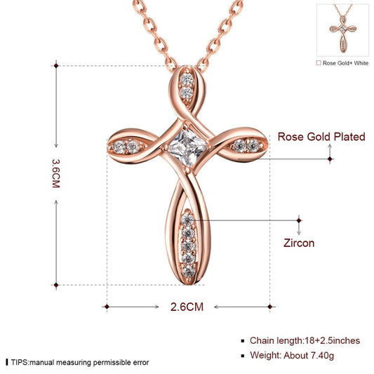 Zircon Pendant Trend Elegant Cross Necklace