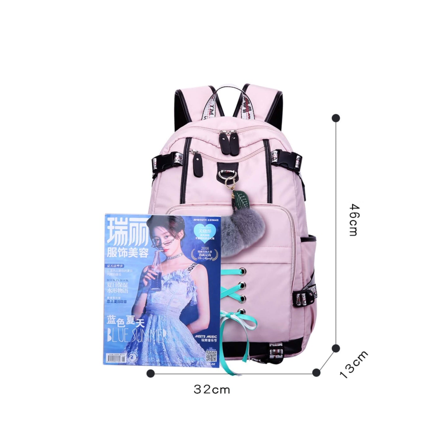 Women Backpack External USB Charge Computer Backpacks