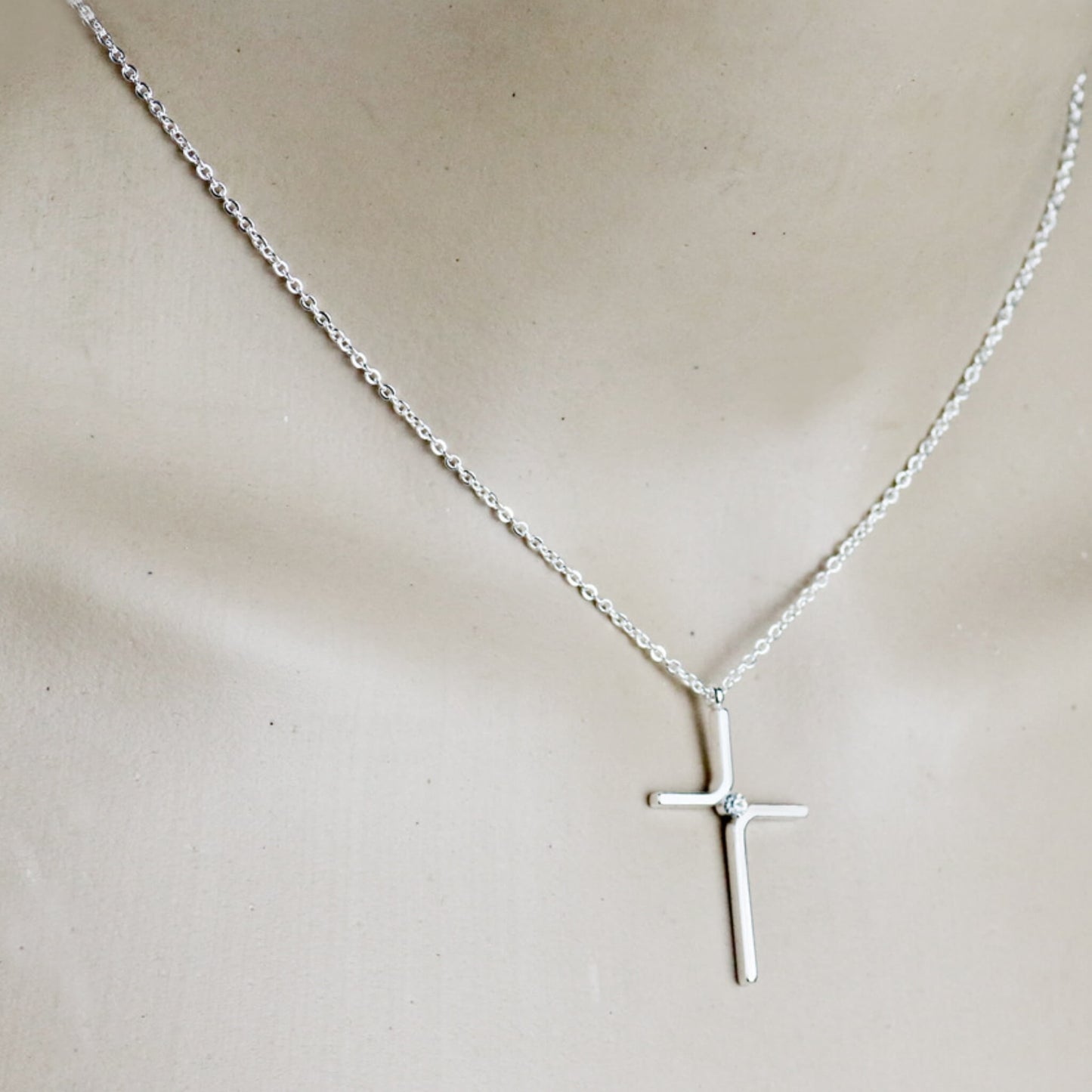 Simple Cross Necklace - Titanium Steel