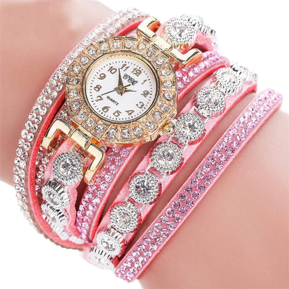 Rhinestone Leather Quartz Watch