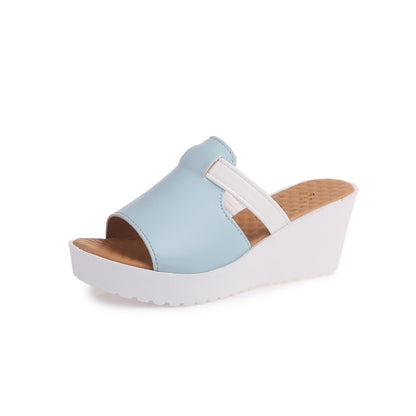 Open toe wedge heel slippers for women, PU upper, composite sole, 3-5cm heel. Lightweight, durable, and perfect for summer wear