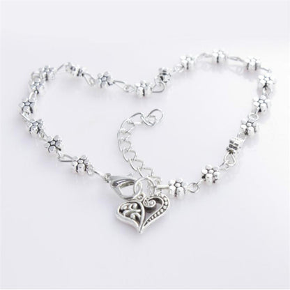 Heart-Shaped Anklet - Tibetan Silver