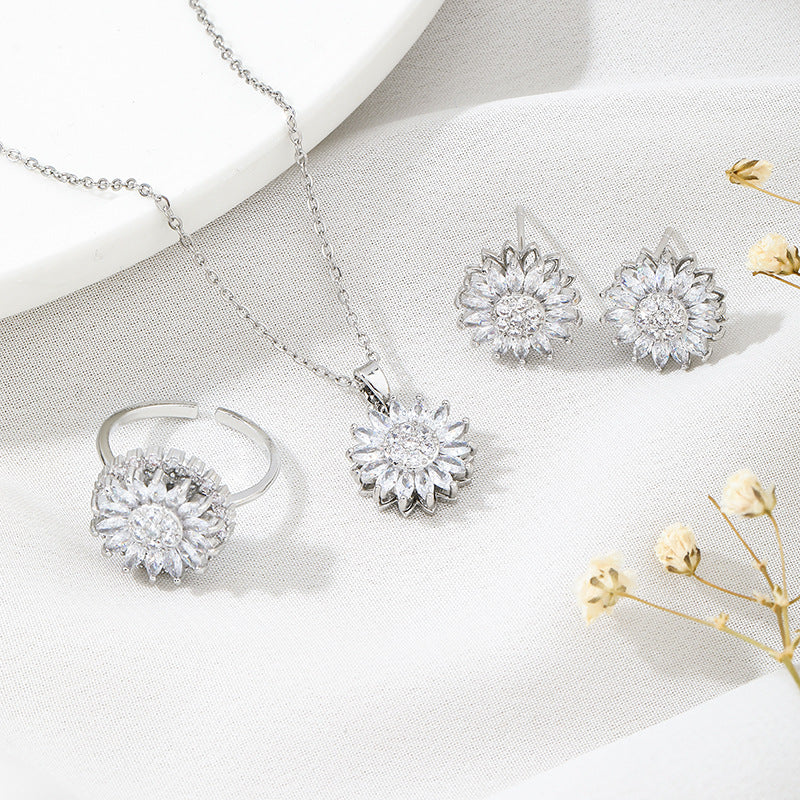 Sunflower Charm Stainless Steel Jewelry Set