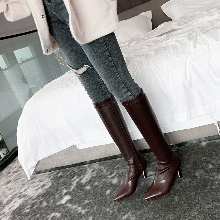 Pointed toe stiletto high boots