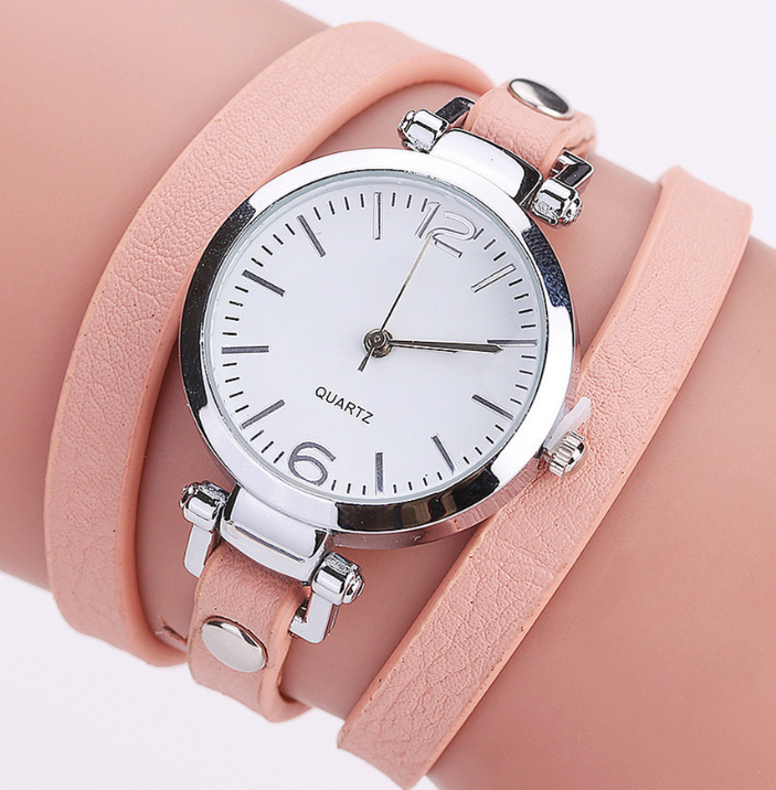 PU strap circle bracelet watch, fashionable timepiece with a sleek round dial and comfortable PU band for casual or formal wear