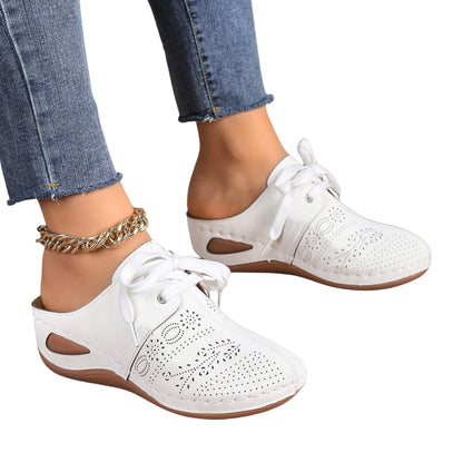 Summer Baotou Lace-up Slippers Outdoor Hollow Out Wedges Slippers For Women Sports Shoes