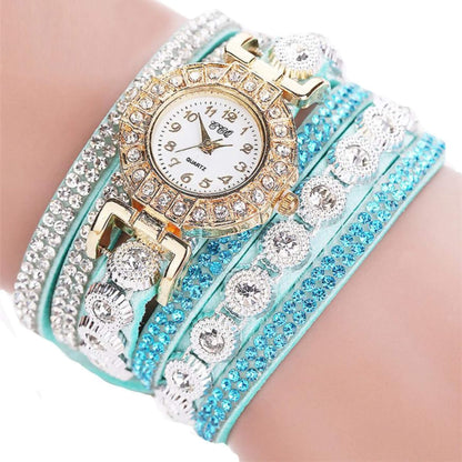 Rhinestone Leather Quartz Watch