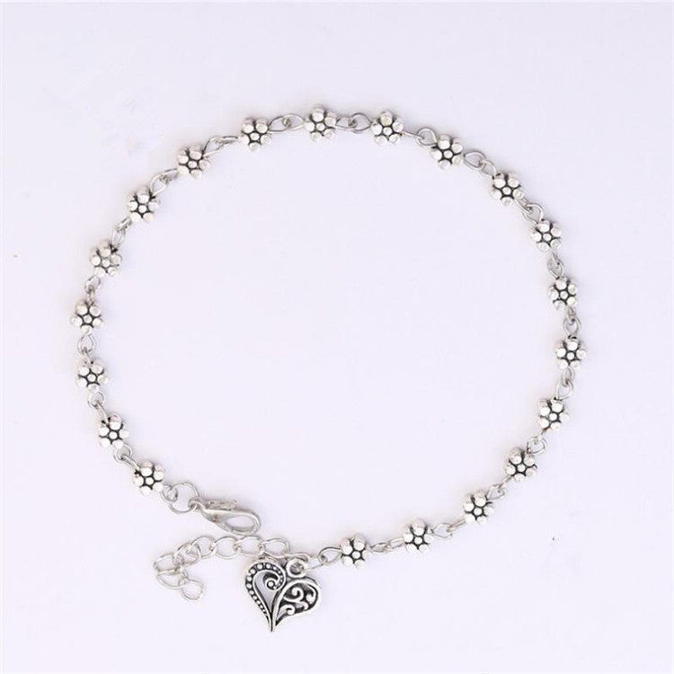 Heart-Shaped Anklet - Tibetan Silver