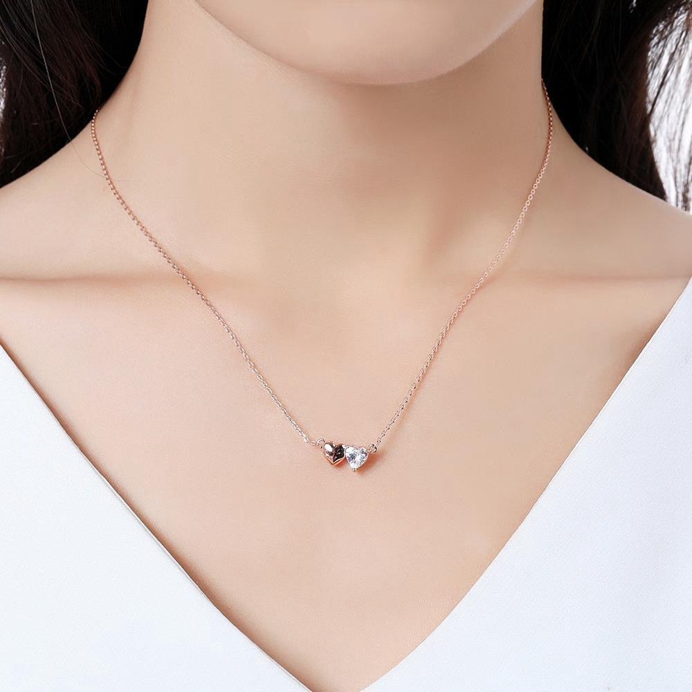 Trendy 18k Rose Gold Female Necklace Heart Pendant