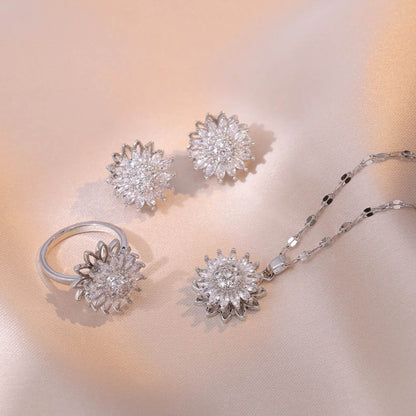 Sunflower Charm Stainless Steel Jewelry Set