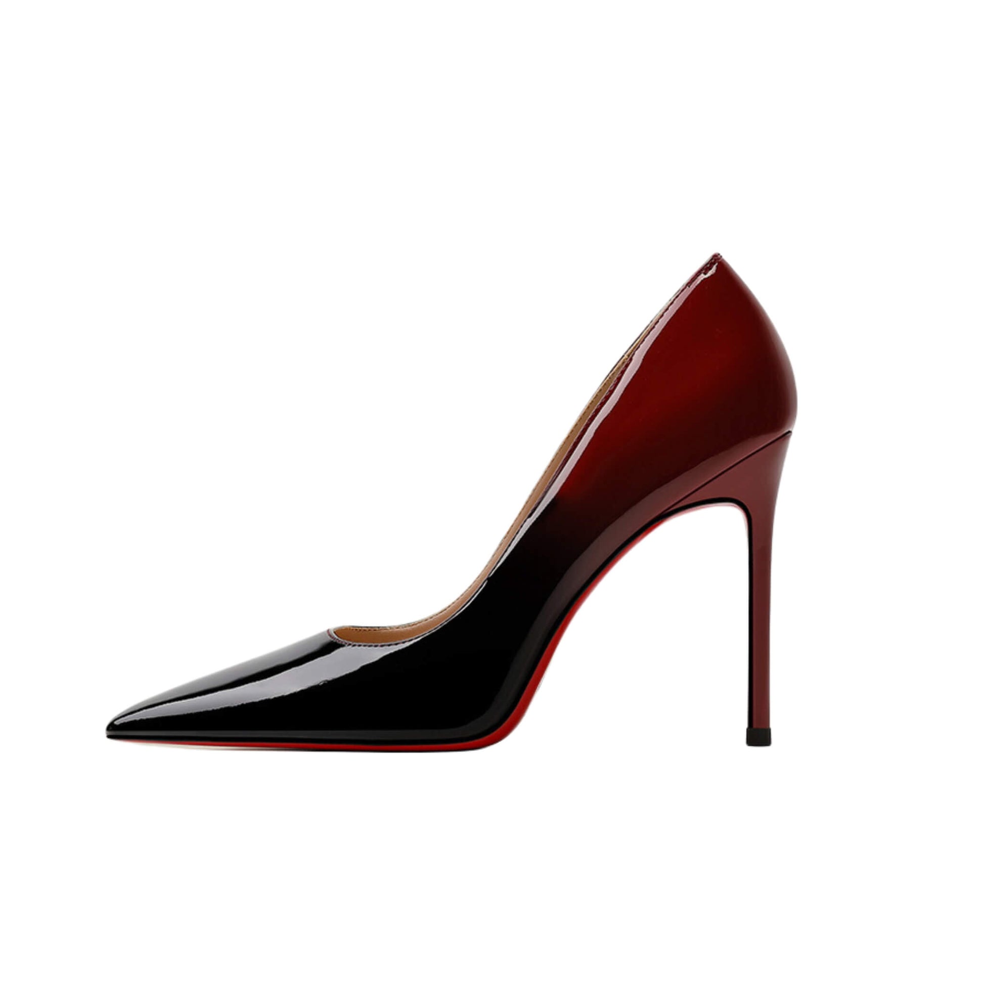 Sexy Red Bottom Stiletto Heels with a pointed toe, patent leather upper, rubber sole, and heel heights of 6CM, 8CM, and 10CM