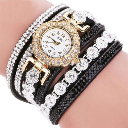 Rhinestone Leather Quartz Watch