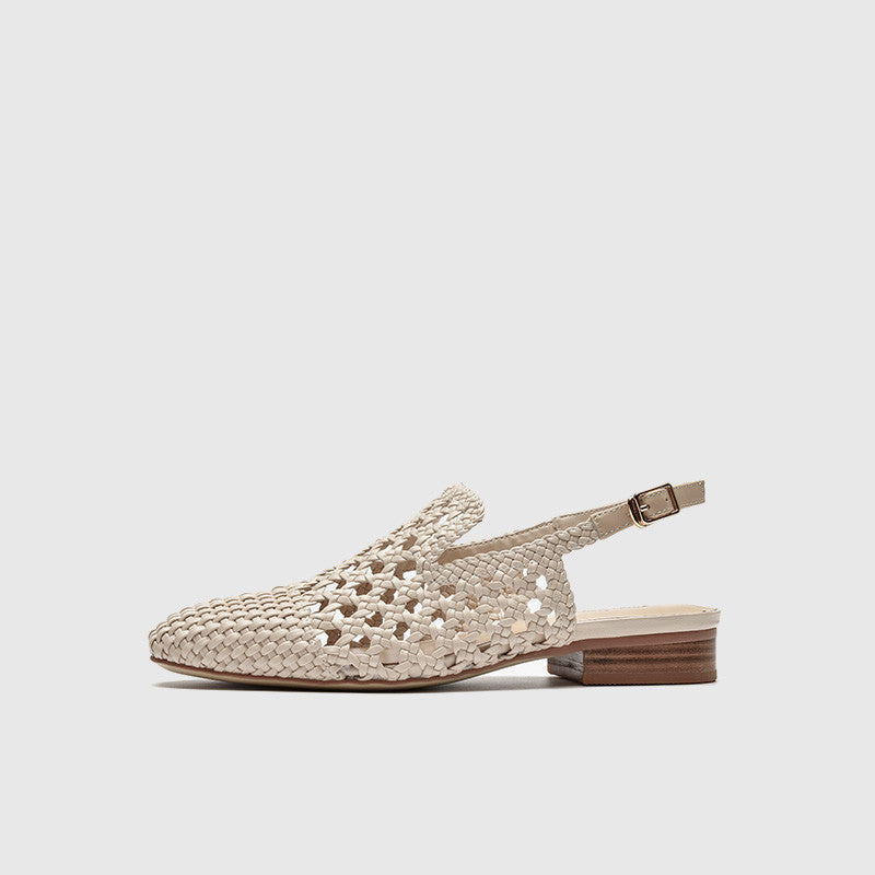 French Flat Toe Woven Roman Sandals