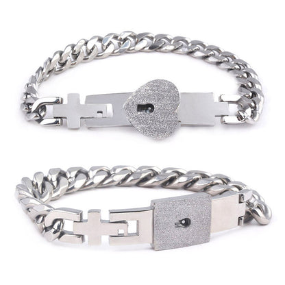 Titanium Steel Love Lock Bracelet & Necklace Set