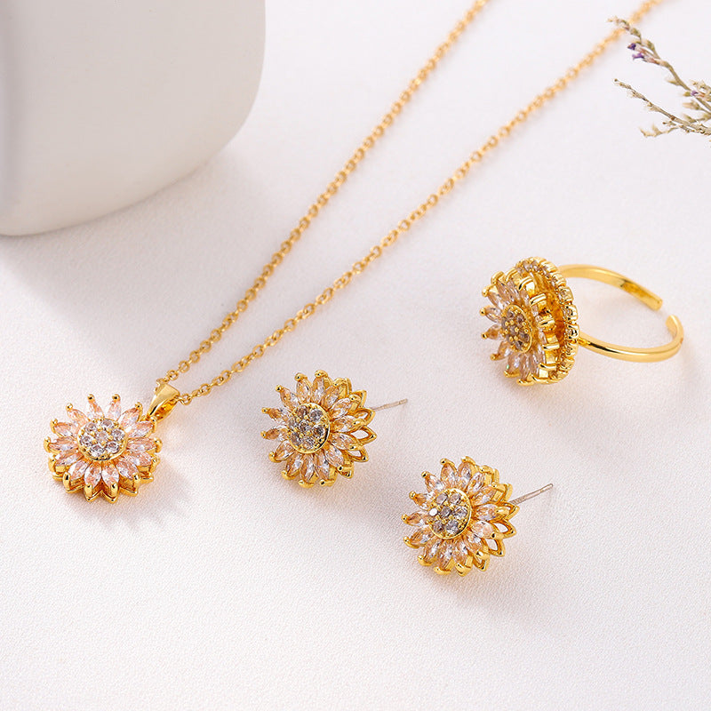 Sunflower Charm Stainless Steel Jewelry Set