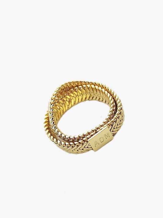 Stacked brass snake bone chain ring